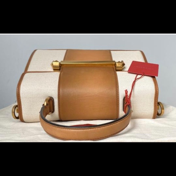 Medium Uptown Rockstud Brown Linen and
Burnished Calfskin Leather Tote - Picture 7 of 12